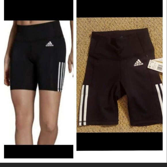 NWT High Waisted Adidas 3 Stripe Shorts Areoready Primegreen Xsmall - Picture 1 of 7